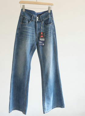 打造竹竿腿！复古气质阔版微喇牛仔裤女春季韩版弹力喇叭裤长裤