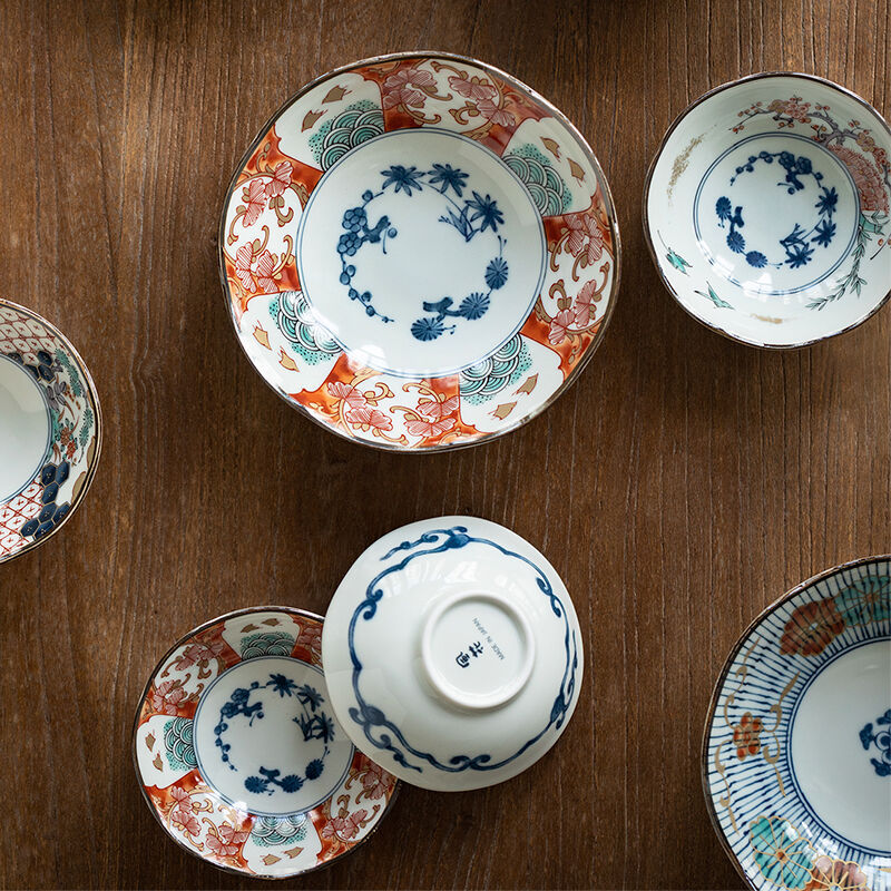日本进口美浓烧陶瓷盘子日式传统复古手工餐盘深盘套装点心碟子
