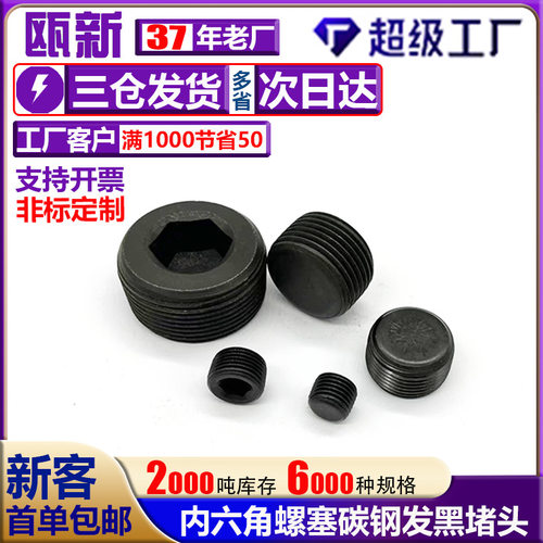 4.8级内六角堵头螺塞12.9级喉塞英制NP油塞管堵丝堵油堵止付螺丝