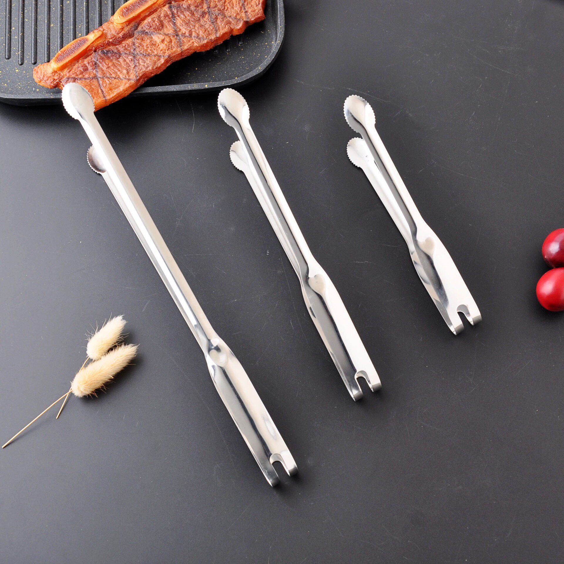 304不锈钢韩式生鱼片夹子酒店自助餐不锈钢生鱼夹食品夹烧烤肉夹