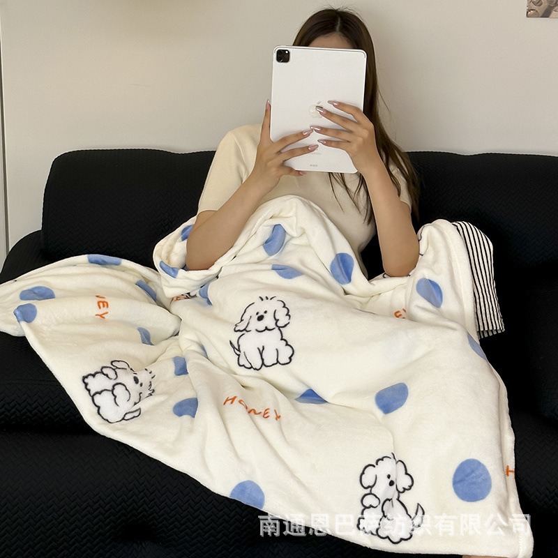 牛奶绒毛毯办公室午睡毯盖毯双面绒in风沙发毯子加厚保暖礼品毯