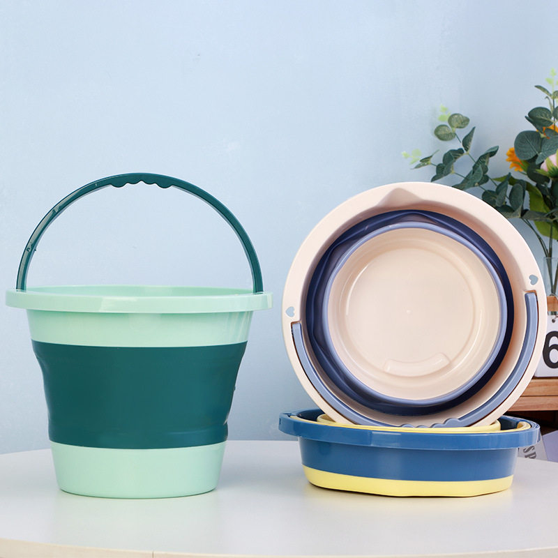 家用式折叠水桶可悬挂塑料硅胶美术洗笔桶户外钓鱼桶洗车桶