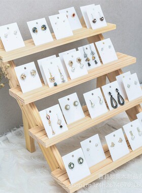 实木桌面手链耳环架娃娃手办收纳展示台戒指耳环大容量首饰展示架