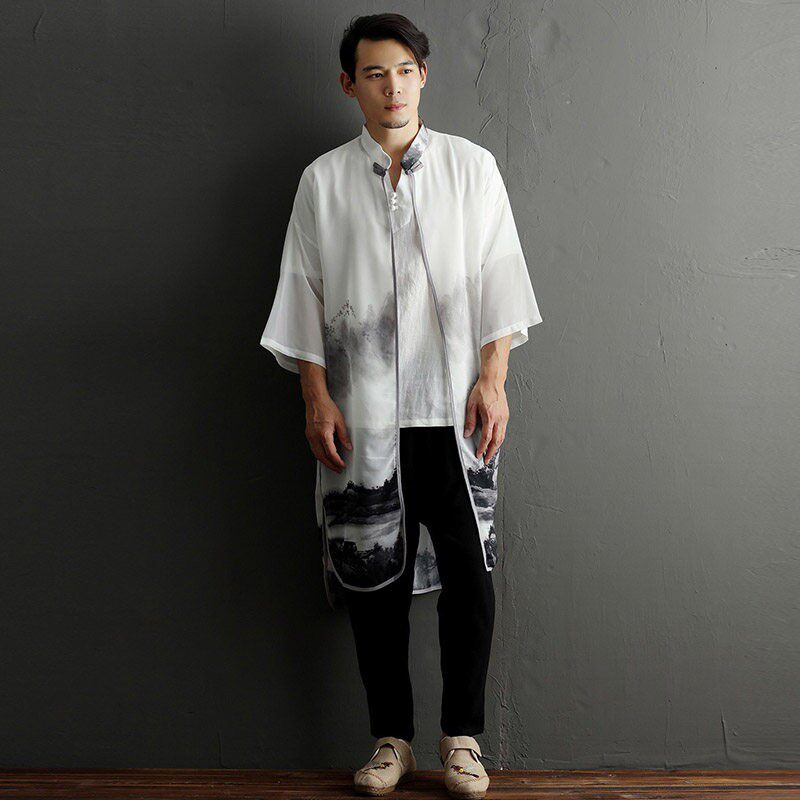 中国风汉服款水墨画古典国风风衣