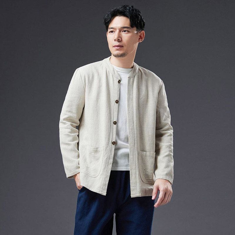 中国风长袖亚麻宽松外套