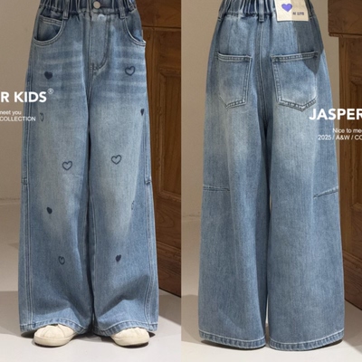 Jasper波拉韩国童装2025秋装男女童牛仔裤中大童韩版儿童休闲裤潮