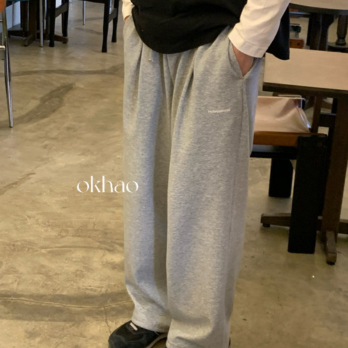 OKHAO 原创自制四色抽绳卫裤情侣ins风宽松垂感卫裤运动休闲裤子