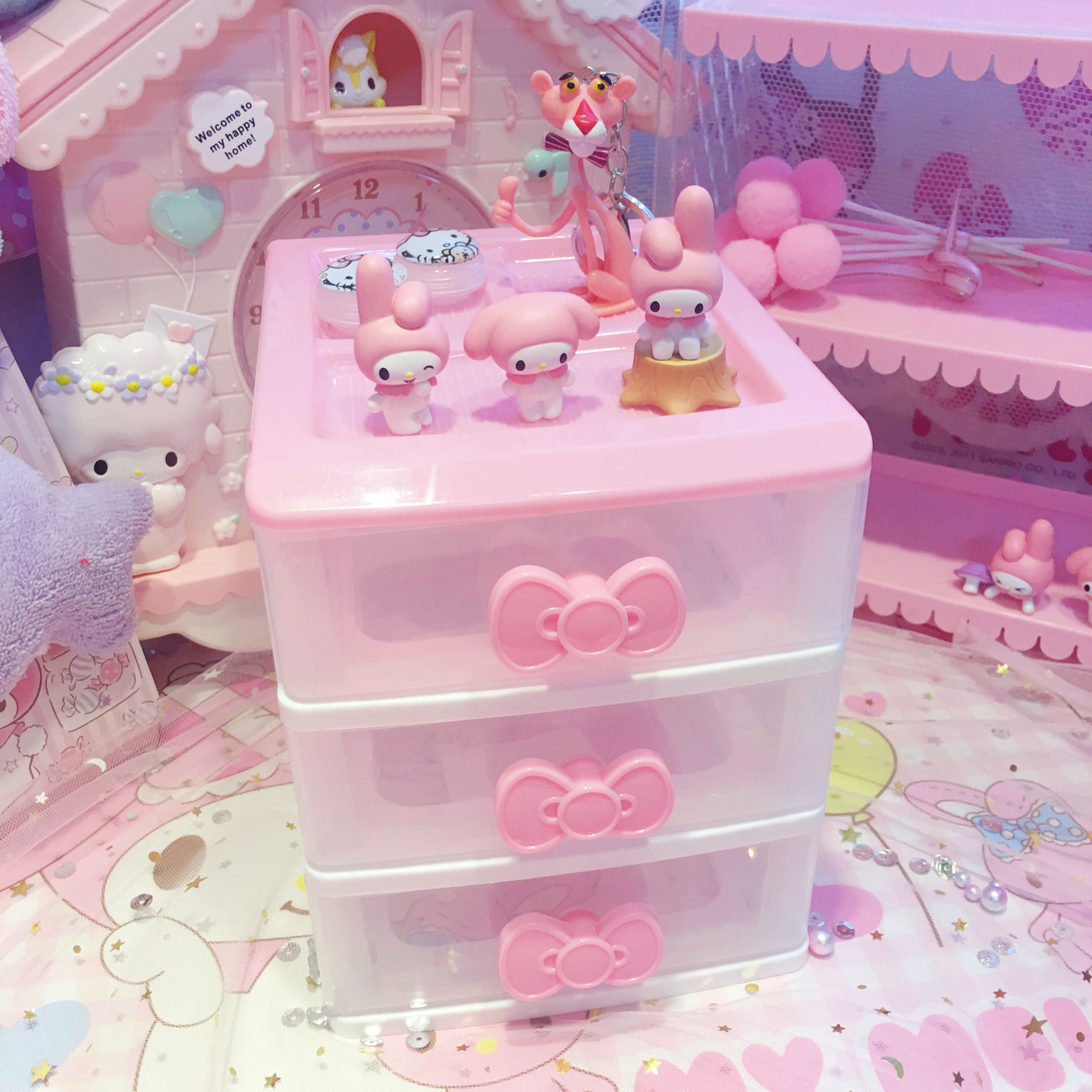 少女心风粉色文具化妆品收纳盒