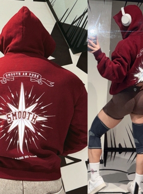 【八芒星外套】原创加绒欧美拉链宽松健身连帽加厚印花卫衣冬男女