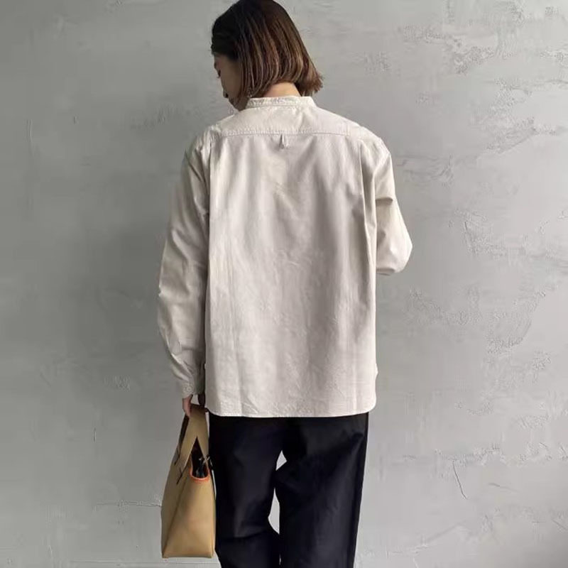 春秋季新日系DAN菱形刺绣字母小标立领休闲长袖单排扣薄款女外套