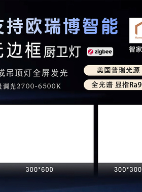 支持欧瑞博智能集成吊顶灯30×60无边框平板灯orvibo厨卫灯嵌入式