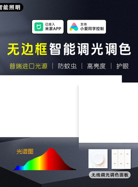 接入米家无边框平板灯300*600集成吊顶灯厨房智能调光调色厨卫灯