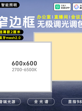 已接入米家集成吊顶灯60x60无极调光窄边框超薄平板灯蓝牙mesh2.0