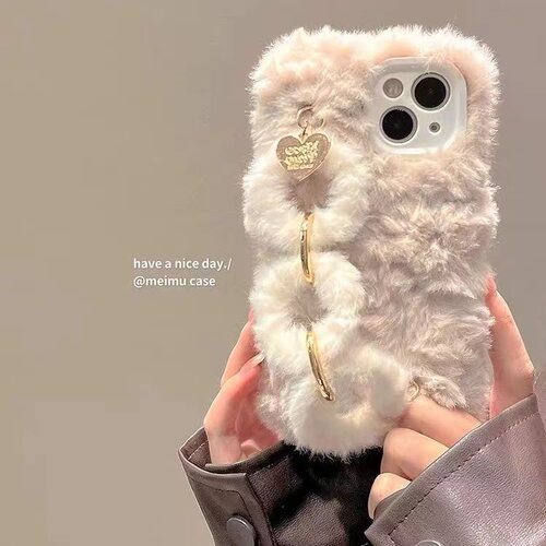 小红书15pro适用iPhone14promax手机壳手链16女17苹果13plus简约1+12纯色11/10pro毛绒13t一加ace3/2女5pro冬