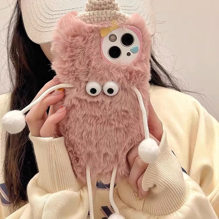 毛绒pura70少女mate70适用power华为300荣耀400pro/90gt/200煤球手机壳公仔gtpro畅享80/50plus畅玩40软60