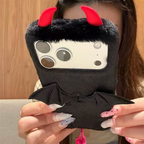 抖音Civi5pro/4/3毛绒手机壳Turbo4Pro/3适用12s小米15/13Ultra/k80/K60/k70红米Note14/13pro+翅膀12/11手绳