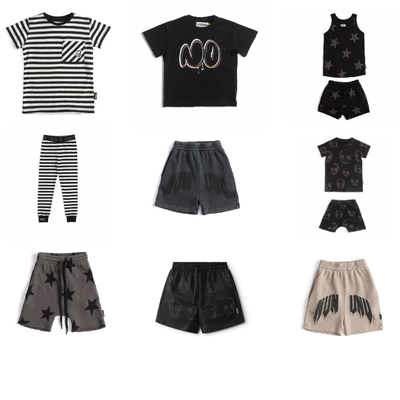 (正品撤柜清仓不退换)NUNUNU春夏款男女儿童短裤T恤套装连衣裙