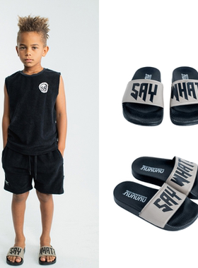 NUNUNU23夏款男女儿童字母户外沙滩拖鞋