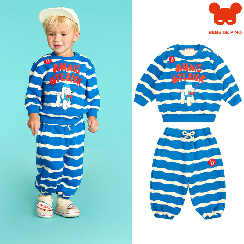 BEBEDEPINO色条纹卫衣卫裤套装