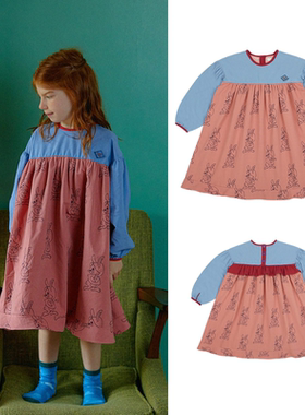 (现货)韩国PRANKSOME22秋季女童韩式A字复古连衣裙