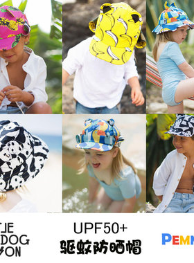 正品清仓英国LittleHotdogWatson儿童夏季防晒遮阳帽渔夫帽