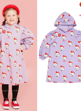 (现货)BEBEDEPINO/贝贝品诺23秋款女童宝宝连帽宽松连衣裙