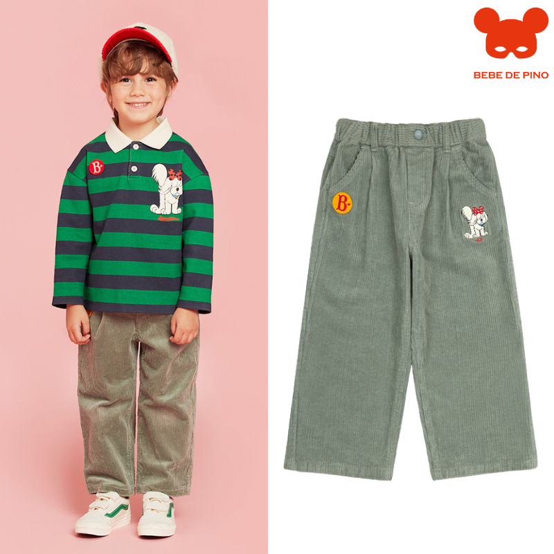 BEBEDEPINO灯芯绒宽松休闲长裤