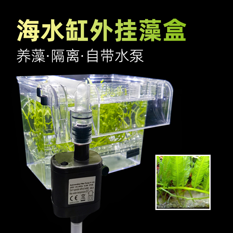 海水珊瑚缸外置藻盒海缸外挂式藻缸海水缸检疫隔离盒藻缸灯高等藻