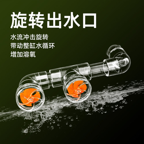 鱼缸造浪旋转出水口小风扇旋转式排水口周转箱透明亚克力底滤侧滤