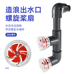 鱼缸造浪出水口海水缸侧滤背滤多功能可旋转喷嘴造流水管接口深灰