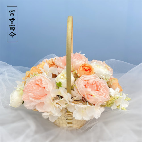 艺术插花舞蹈篮藤编花篮舞蹈道具手提篮广场舞花篮子竹编跳舞篮