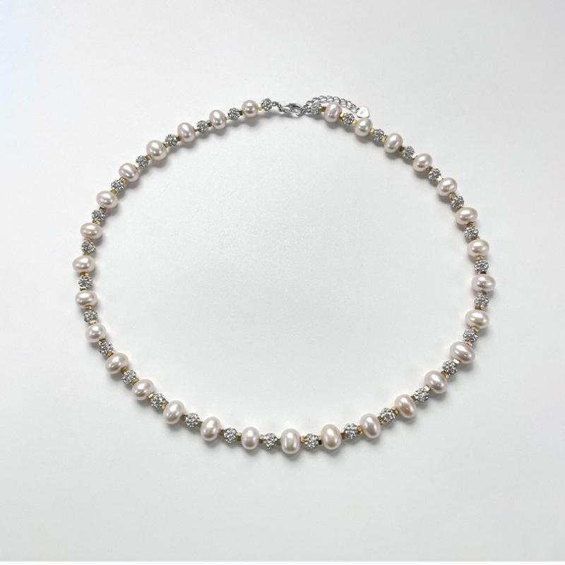 925银满天星珍珠项链天然淡水珍