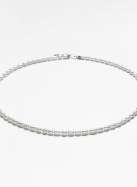 925银3-4点位小米珠短款项链时尚