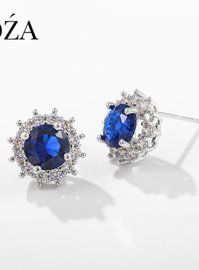 彩宝系列蓝水晶个性耳环手链气质高级感耳坠女网红韩国版