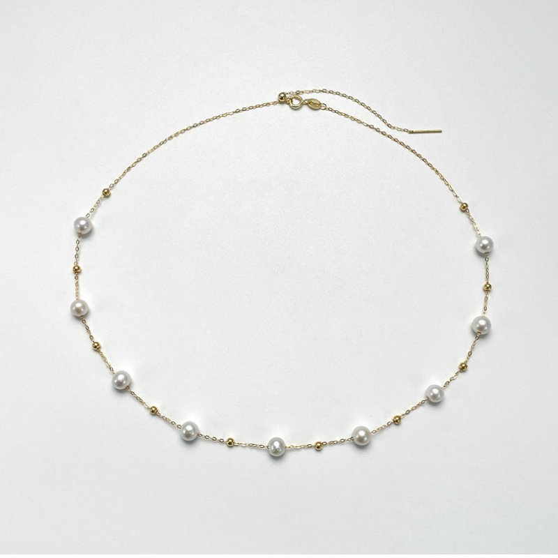 925银满天星淡水珍珠项链近正圆锁骨链短款时尚气质简约网红颈链