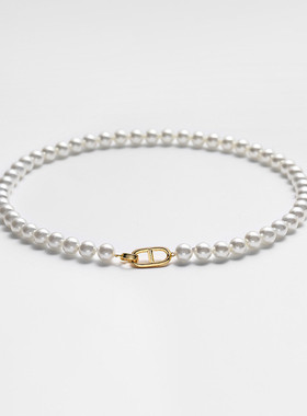 施家珍珠项链2024新款潮简约颈链