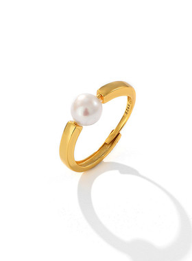 海水珍珠开口戒指女925银气质潮