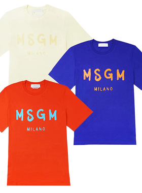 日系M家简约blush字母logo红色短袖t恤女纯棉夏季圆领百搭休闲tee