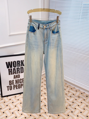 拖地裤长裤薄款棉2024夏浅蓝色