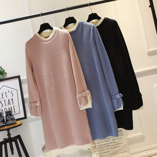 很仙的连衣裙长裙秋冬洋气小个子网红过膝针织毛衣裙内搭打底裙