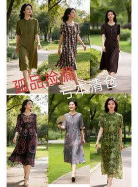 桑蚕丝真丝女装连衣裙裤套装清仓