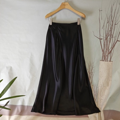 微瑕醋酸高腰显瘦A字半身裙
