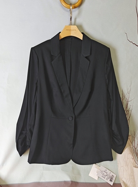 桑蚕丝西装外套女春秋季高级感气质显瘦黑色真丝通勤小西服yD25