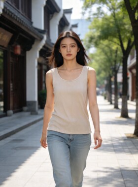 夏季桑蚕丝圆领背心内搭外穿