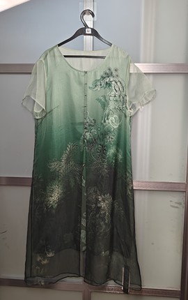 妈妈夏装洋气双层桑蚕丝连衣裙2025新款中年气质长裙中年女裙J123