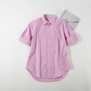 三色拼色条纹衬衫 晓 柔和清净 越穿越爱基础款 A2285 外贸女J006