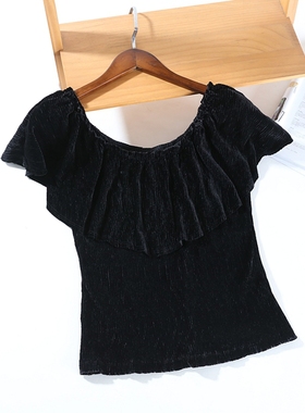 晓晓衣铺  外贸女装  丝绒T恤~A4497