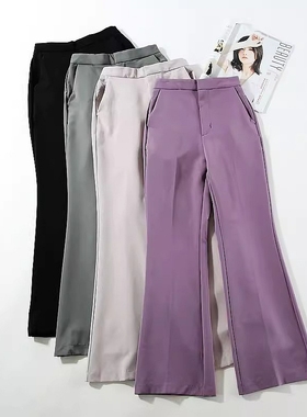 晓晓衣铺 外贸纯原J012约会通勤度假风微喇松紧休闲女裤 ~A2976