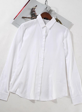 晓晓衣铺 外贸女装  通勤百搭 休闲长袖 白衬衫~~A4349
