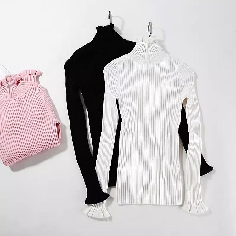 7折 晓晓 外贸女 小众设计师品牌 J007高领高弹打底针织衫~A4038